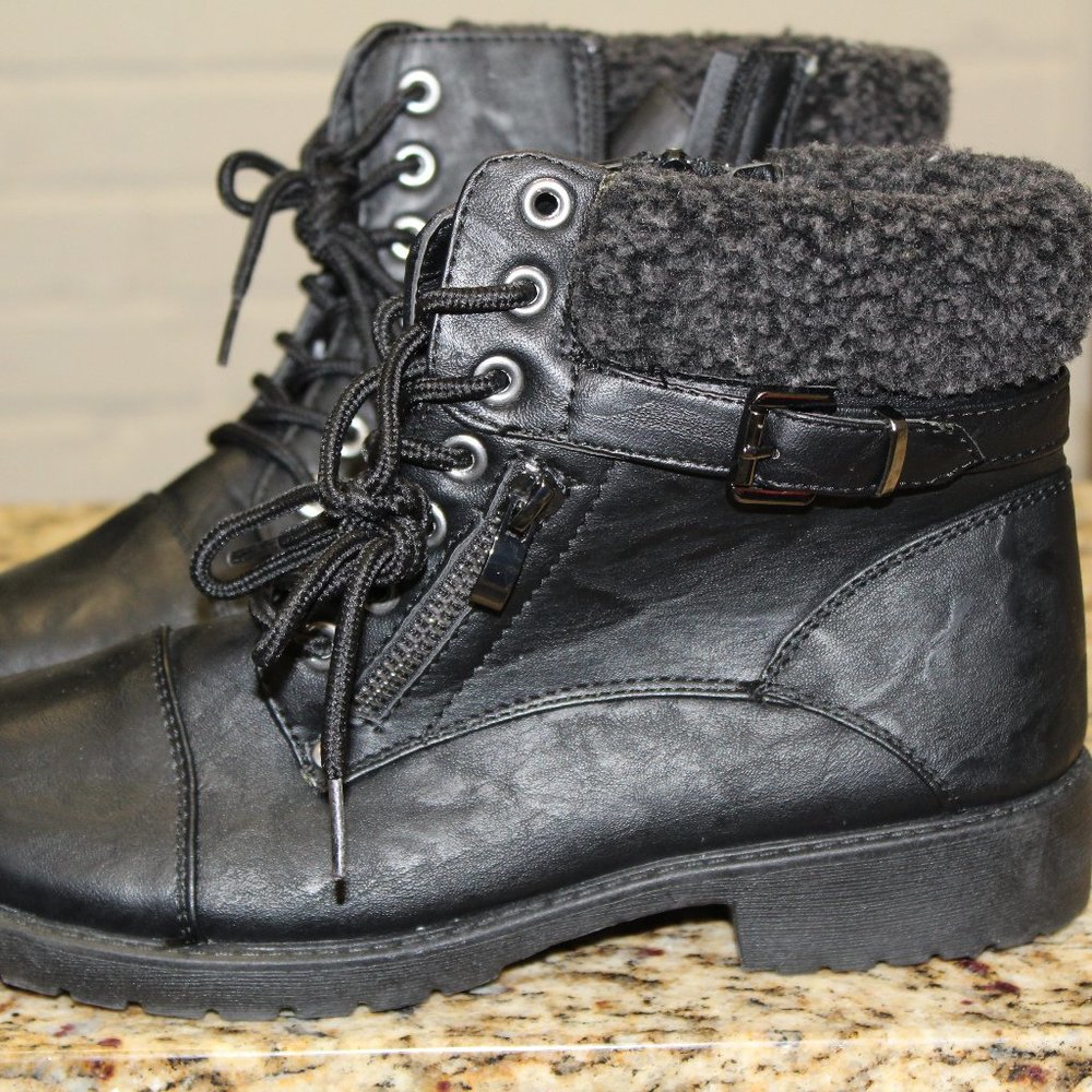 Wanted Faux Fur Trim Combat Boot